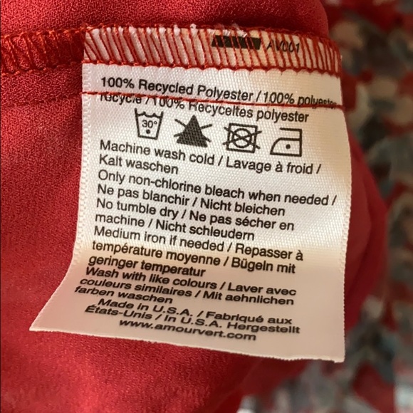 Amour Vert Marianna silk chiffon floral red dress - Picture 7 of 8